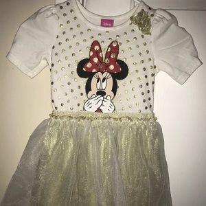 Disney Minnie Mouse T Girls Gold Polka Dot Tulle